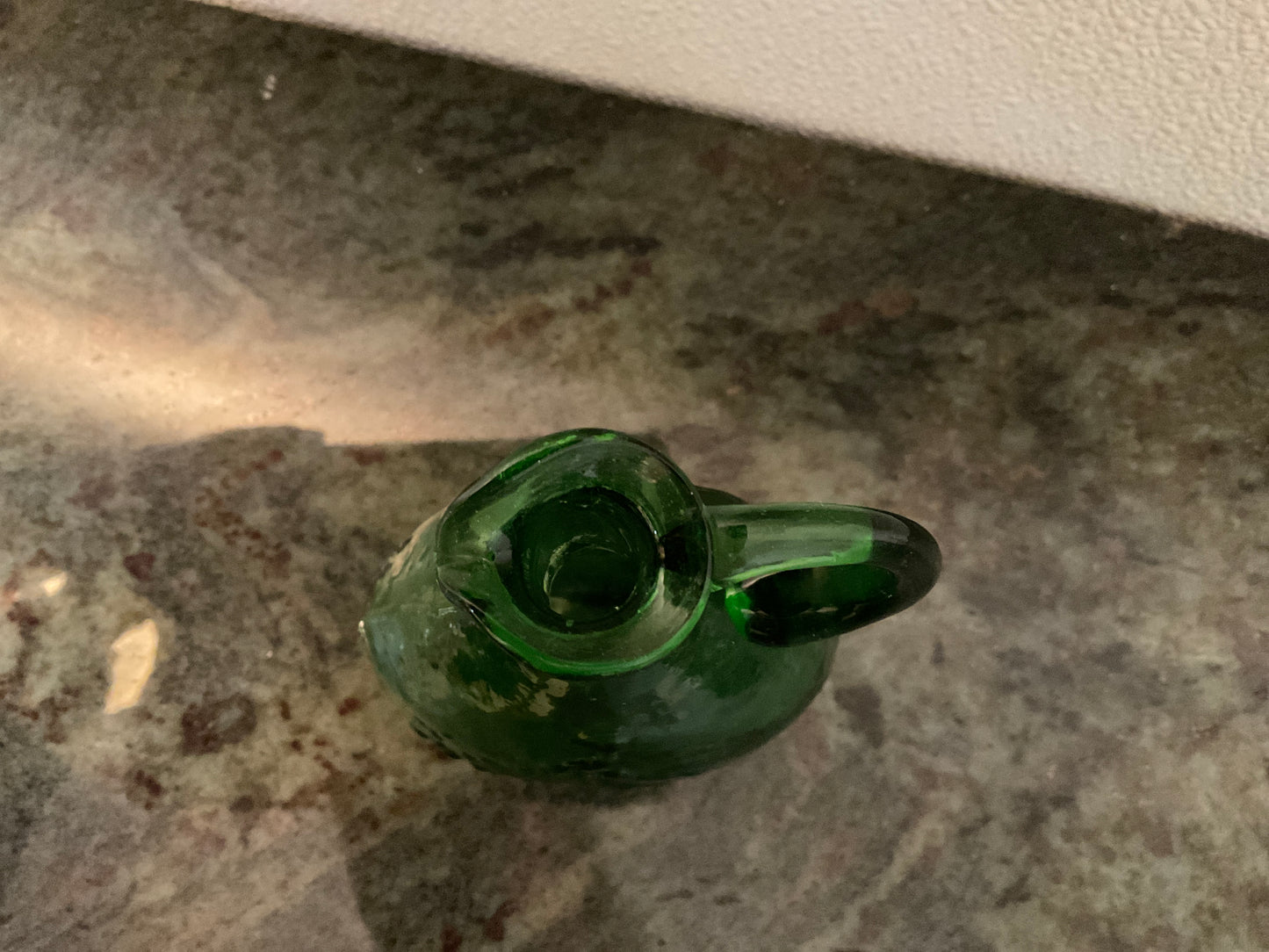 Blends Hand Blown Art Glass Small Green Pitcher