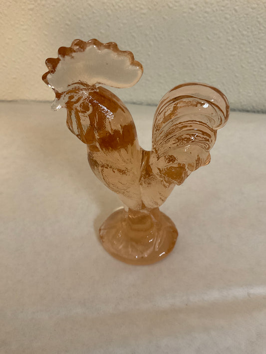 Depression Pink Glass Rooster