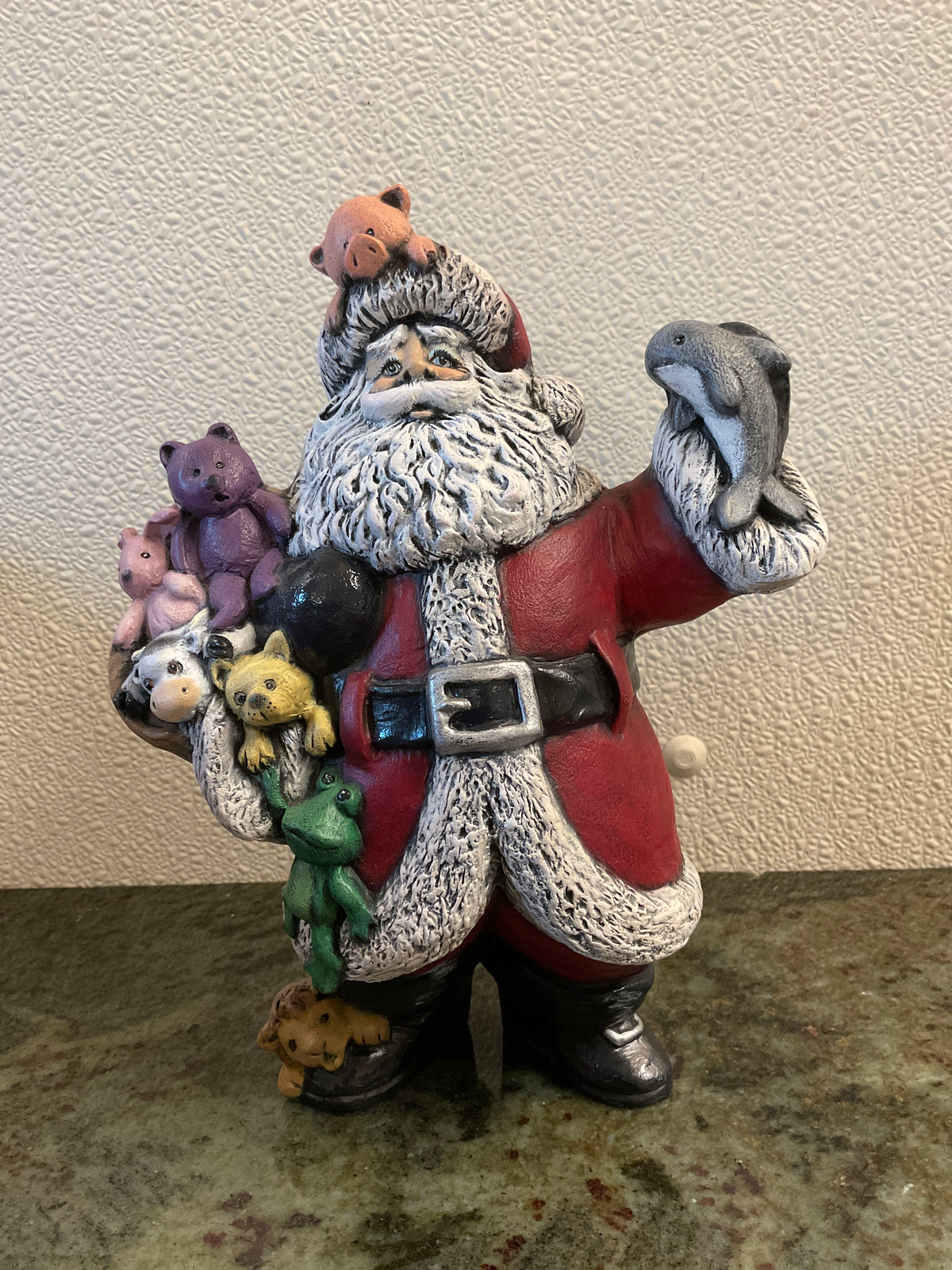 Chipped Ceramic Gare Santa With Animals