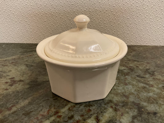 Octagon White Sugar Bowl & Lid