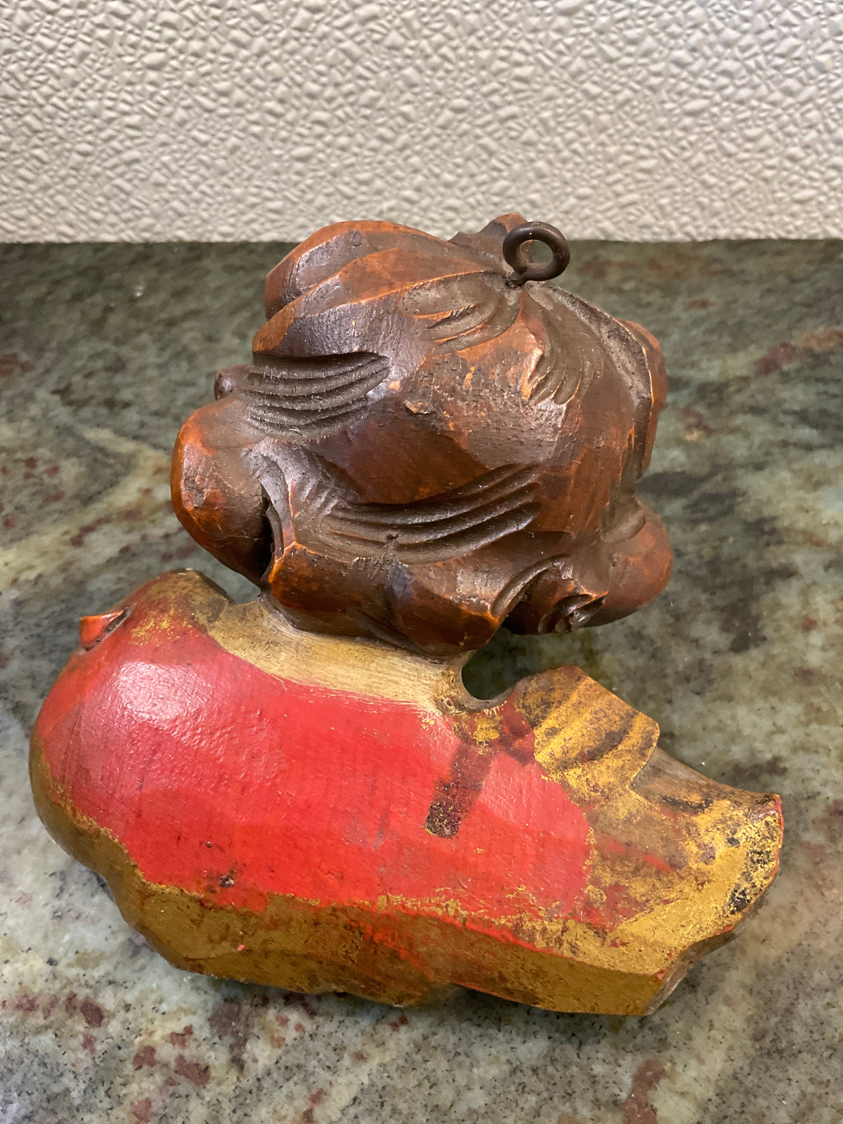 Hand Carved and Painted Wooden  Cherub Angel Head