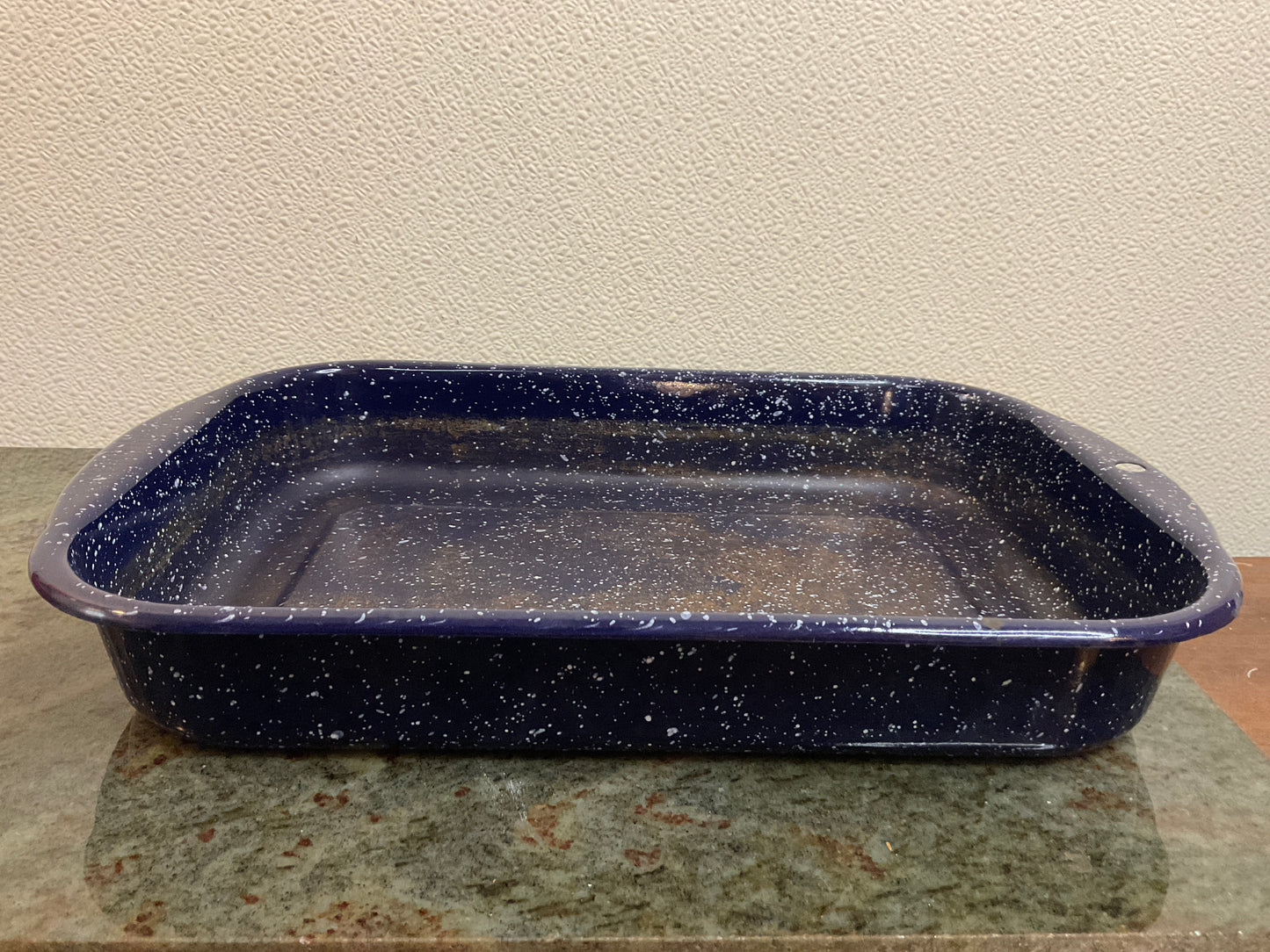 Speckled Blue Enamel Open Pan
