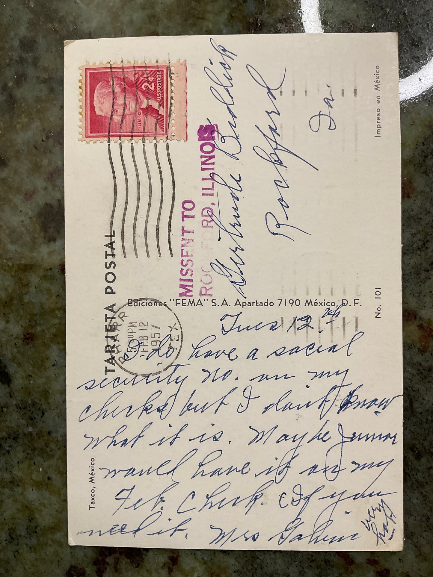 Vintage 1957 Post Card