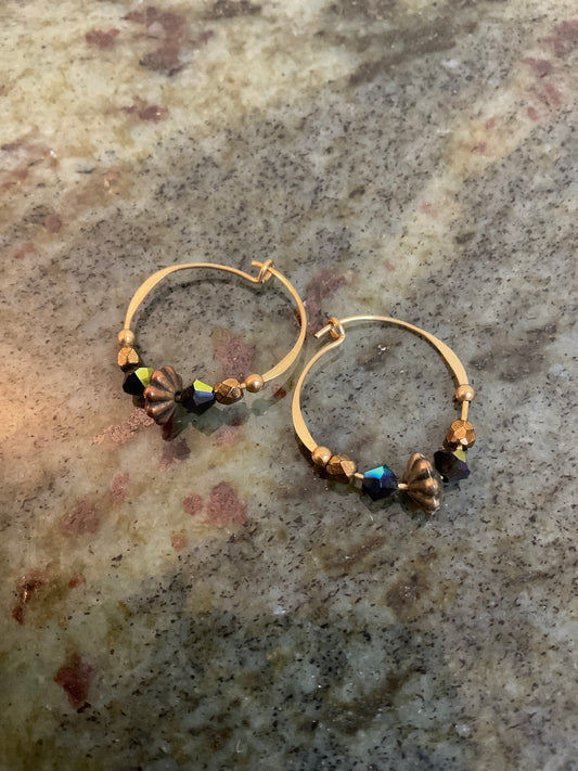 Goldtone Hoops with beads