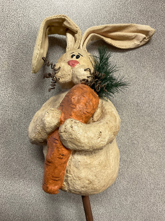 Paper-mache Bunny with Carrot on Stick