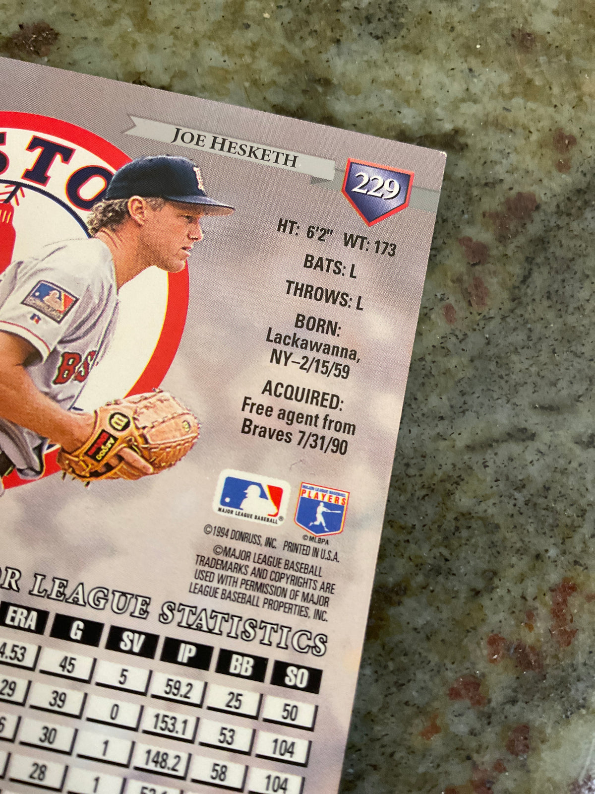 Joe Hesketh 1994 Dunross Baseball Card