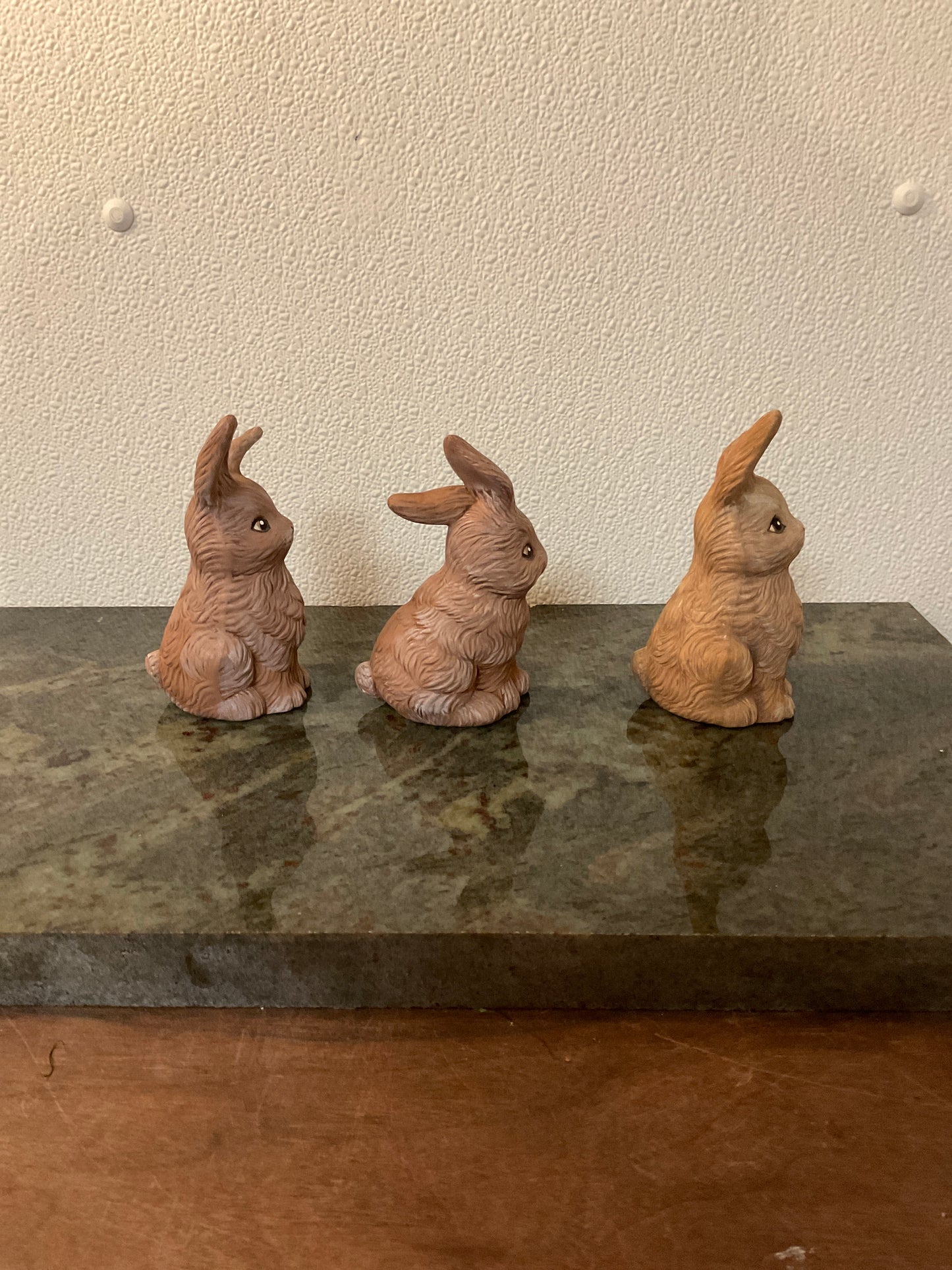 3 Ceramic Brown Bunnies
