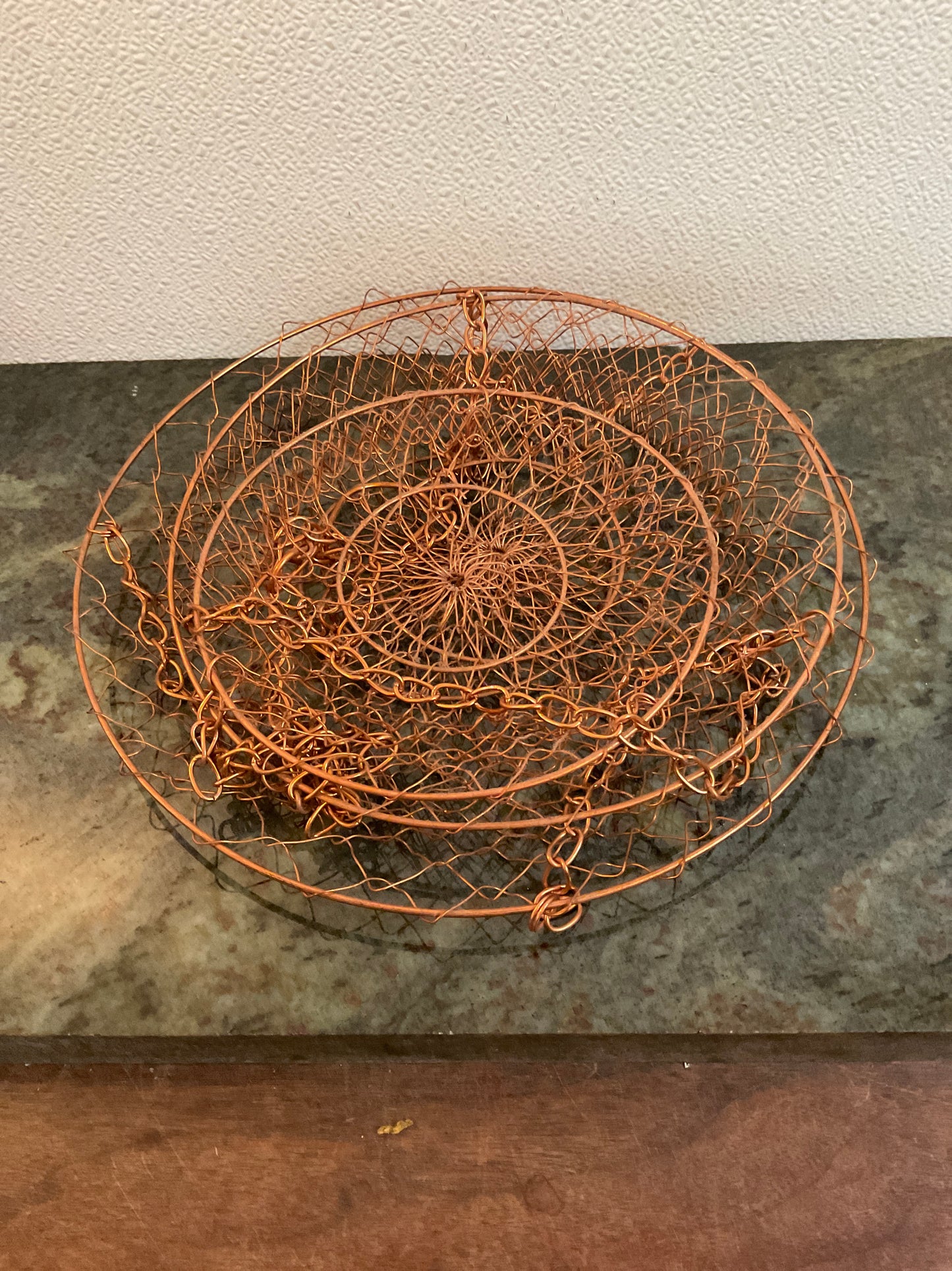 3-Tier Copper Finish Wire Basket