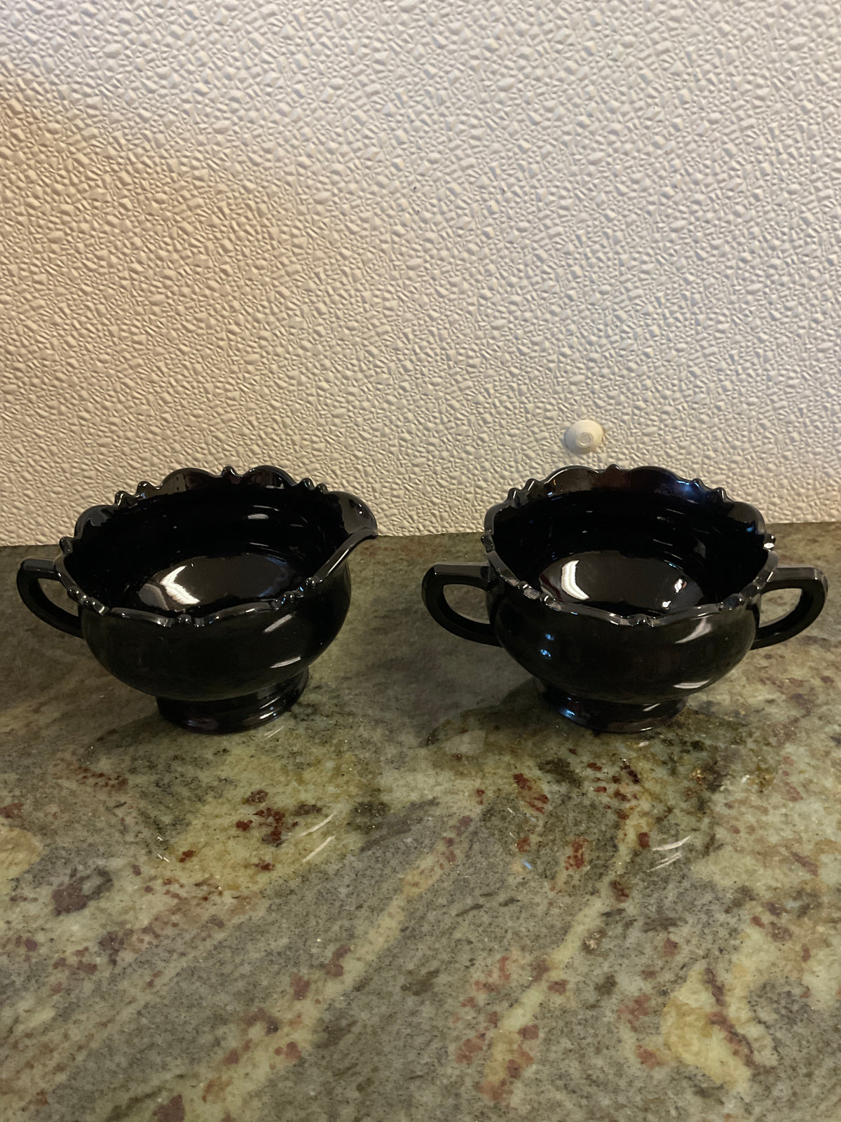 Vintage L.G Smith Black Cream And Sugar Set