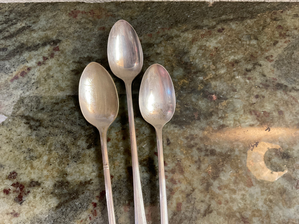 3 - Silver Plate Ice Tea Spoons