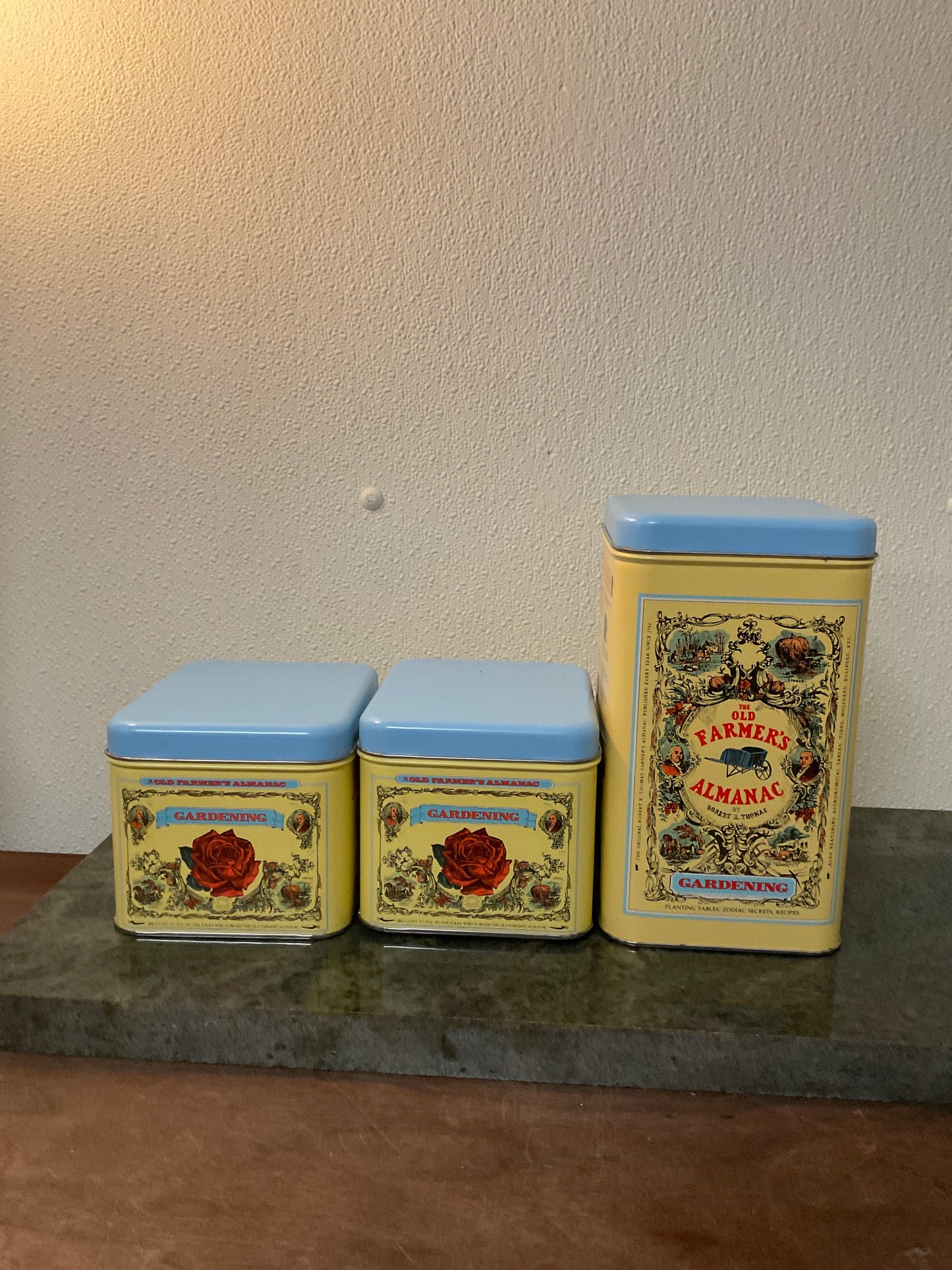 Set Of 3 Old Farmers Almanac Tins