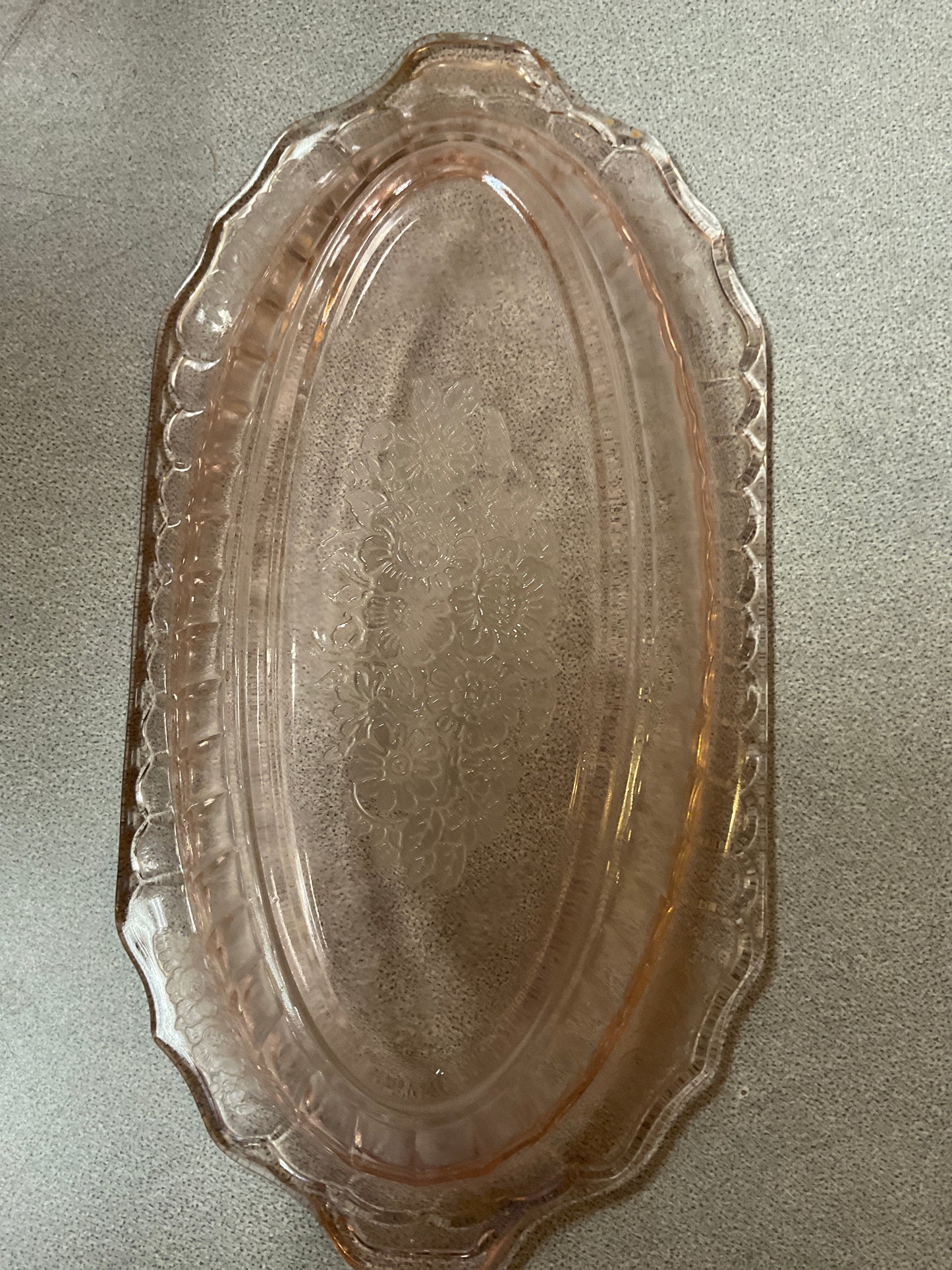 Pink Depression Glass Oval Bowl