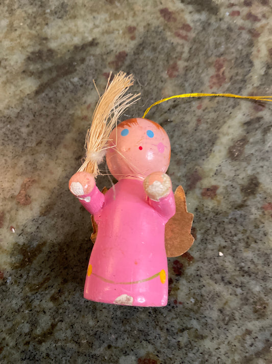 Hand Painted Wooden Angel Ornament