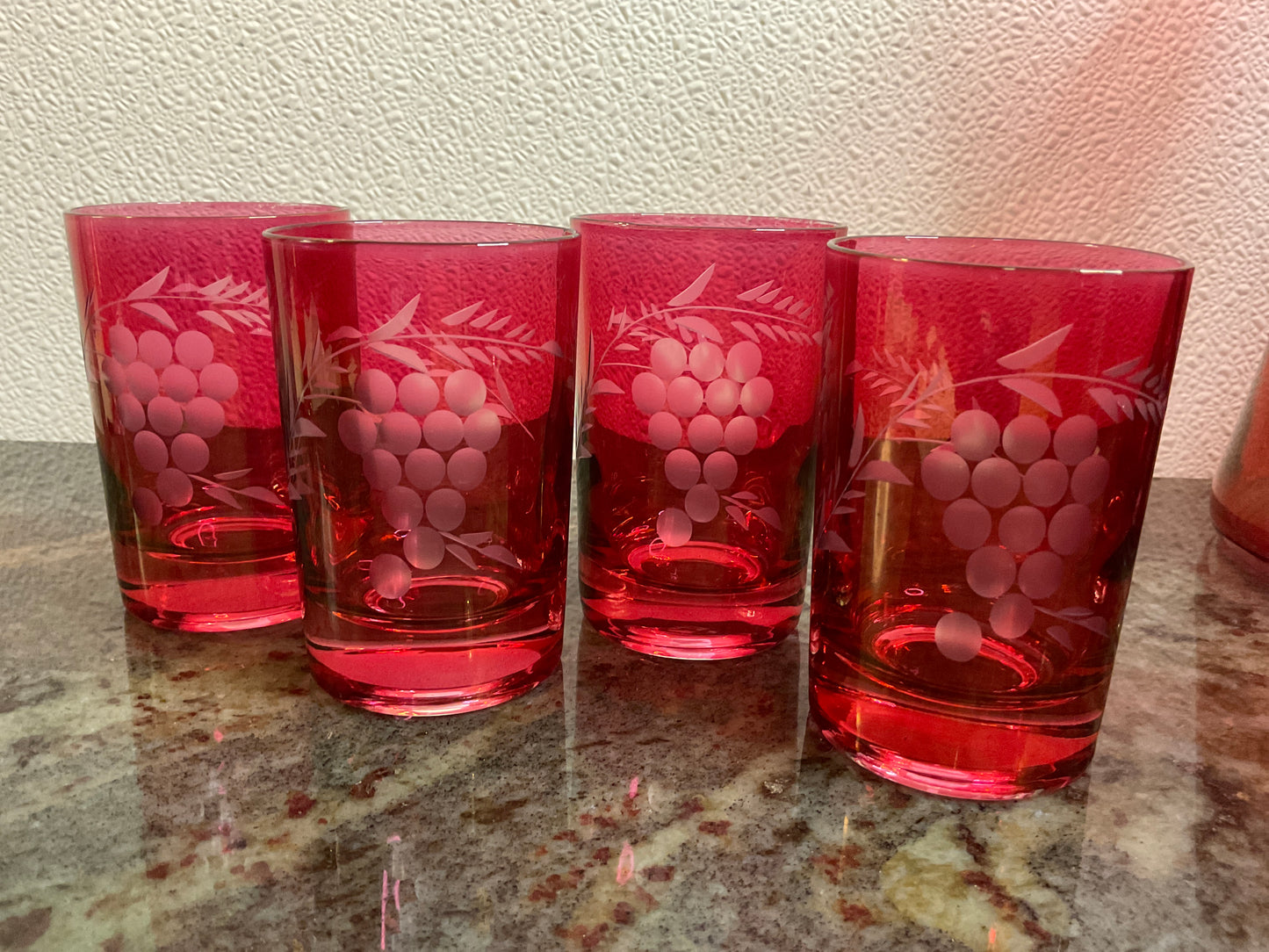 MCM Ruby Cranberry Cocktail Set