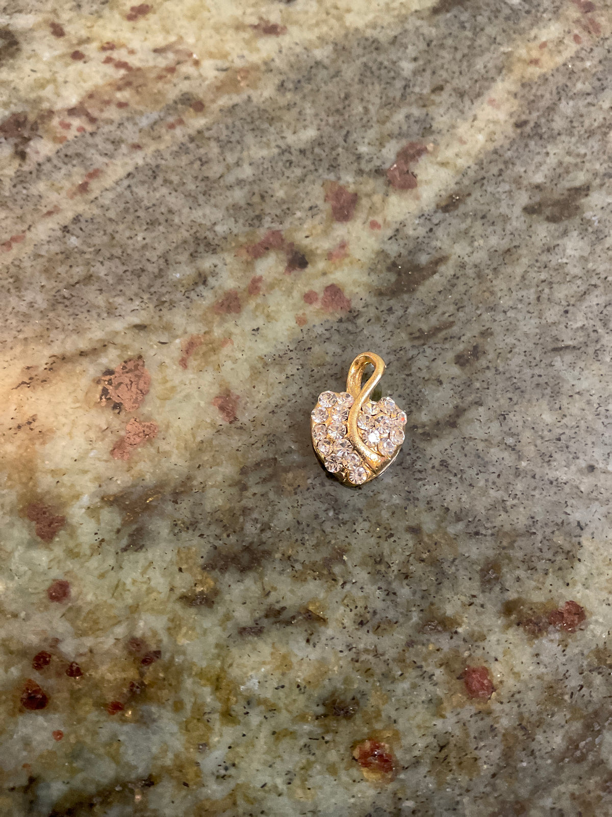 Goldtone Heart/Clear Stones Pendant