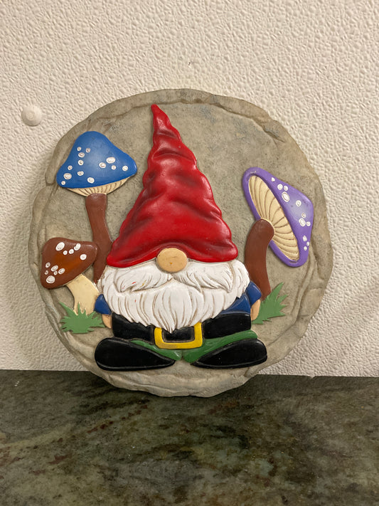 9” Gnome and Mushrooms Stepping Stone