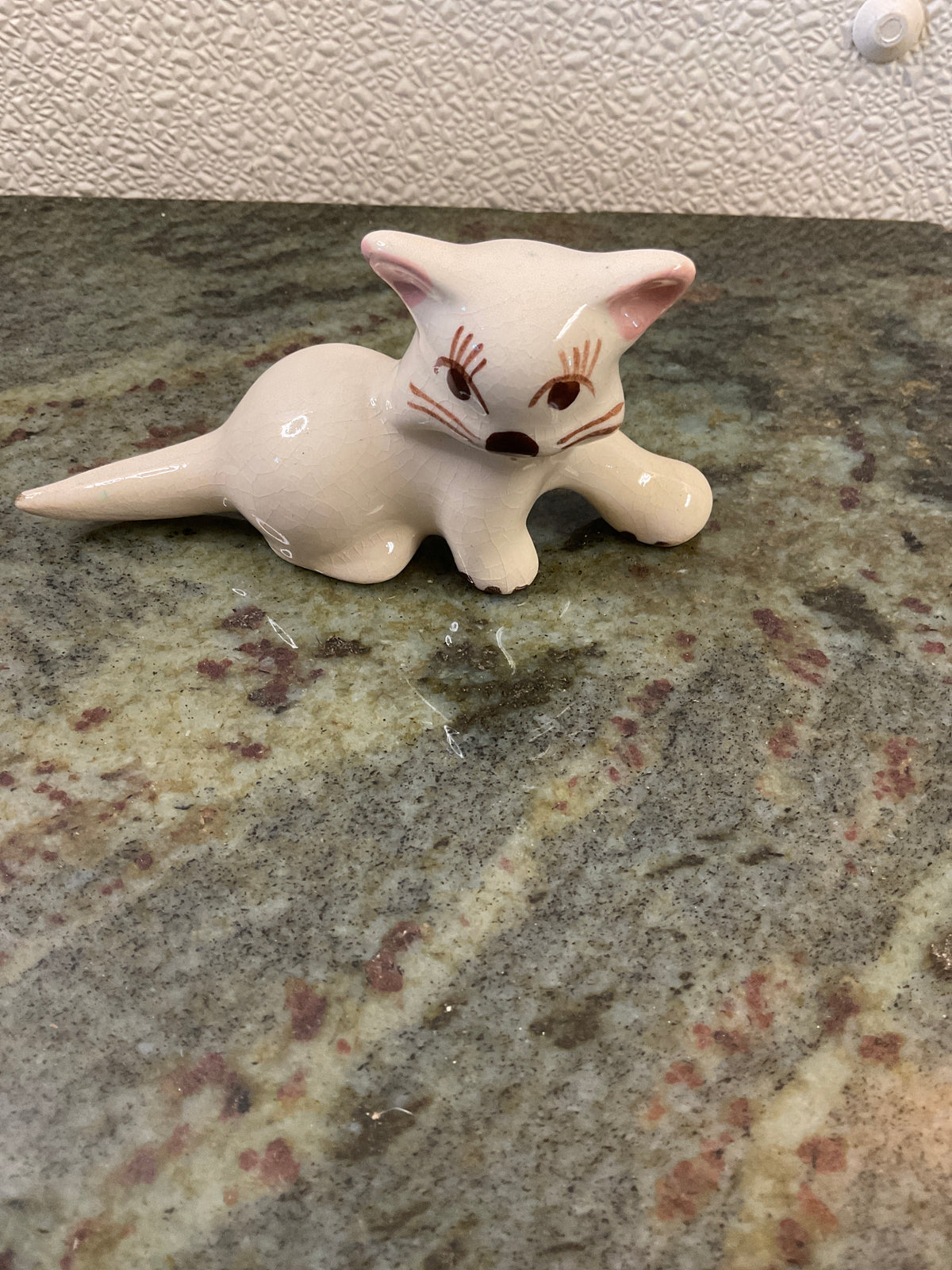 Vintage Glazed Pottery Cat