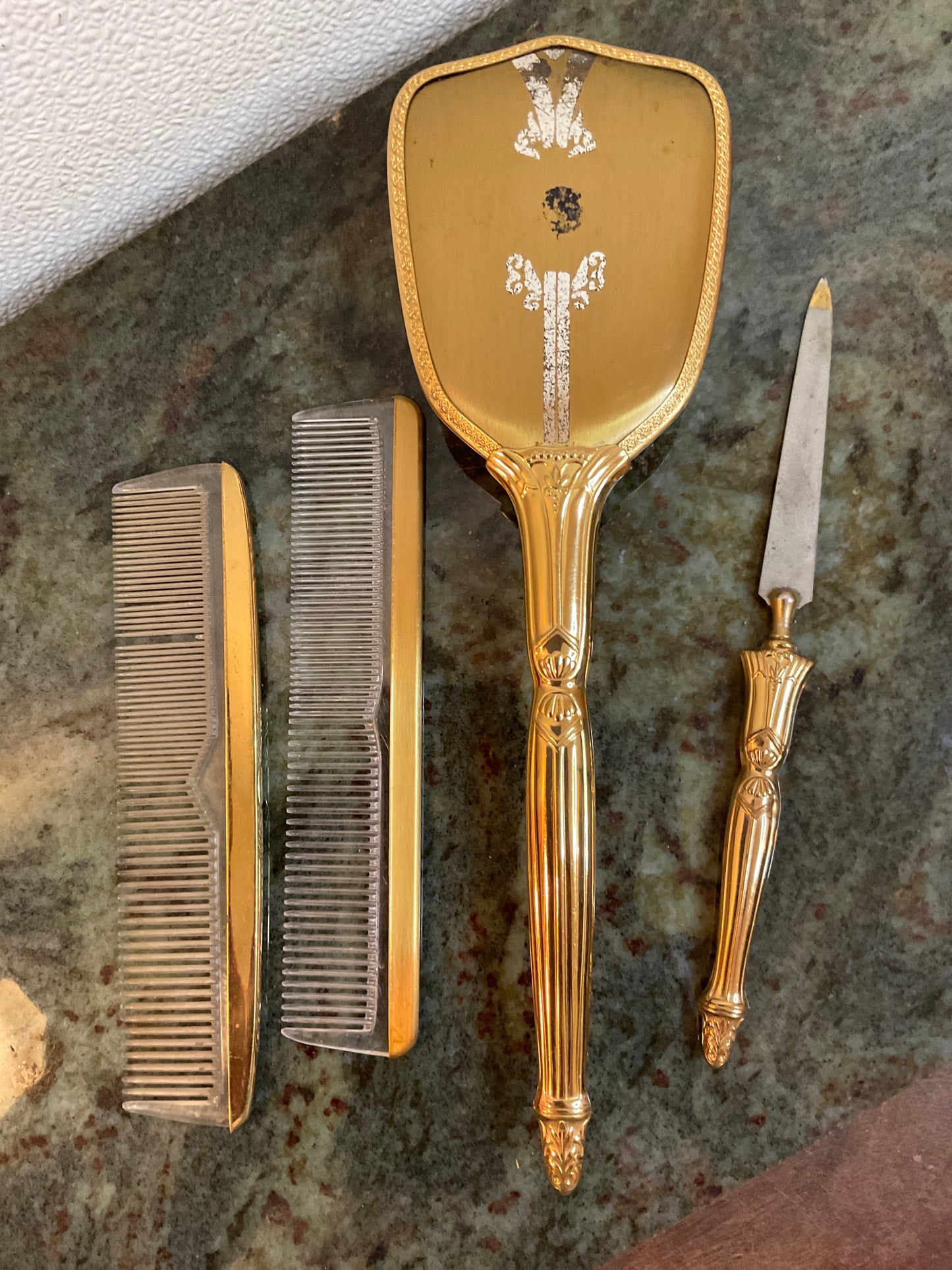 Vintage Gold-Tone Vanity Set of Four