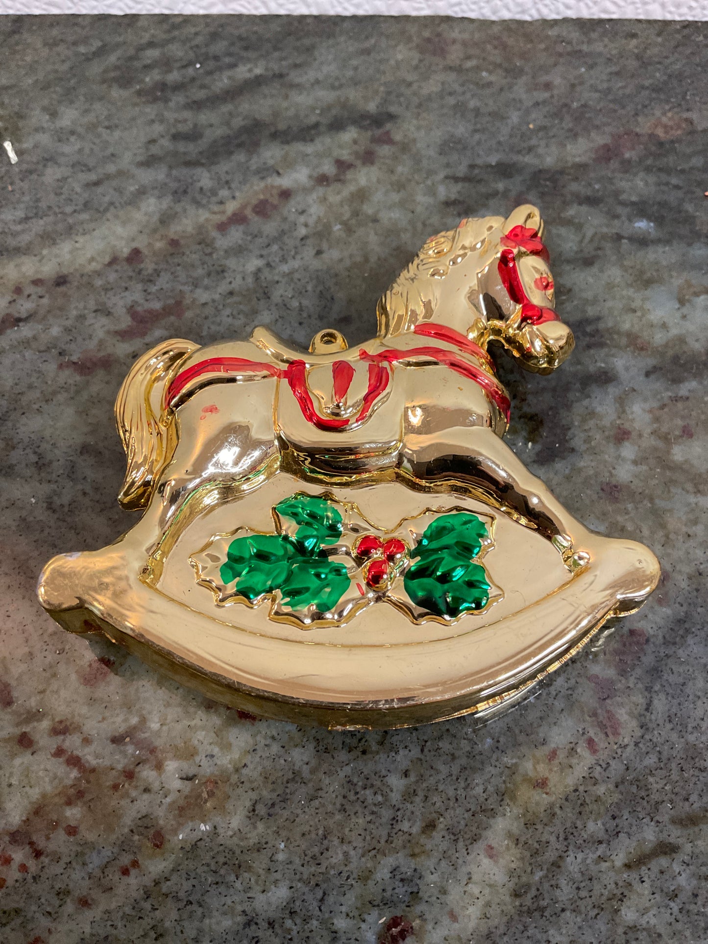 Vintage Metallic Plastic Rocking Horse Ornament