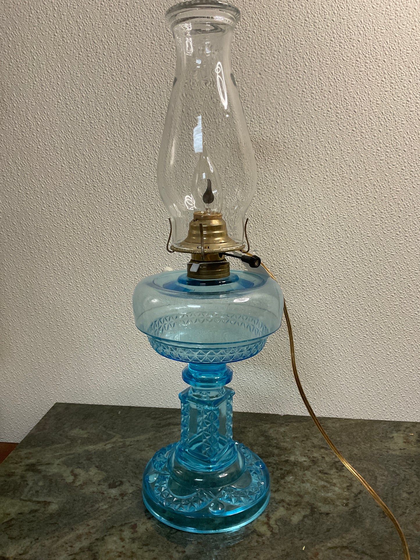 ‘Electric’ Oil Lamp Blue Glass