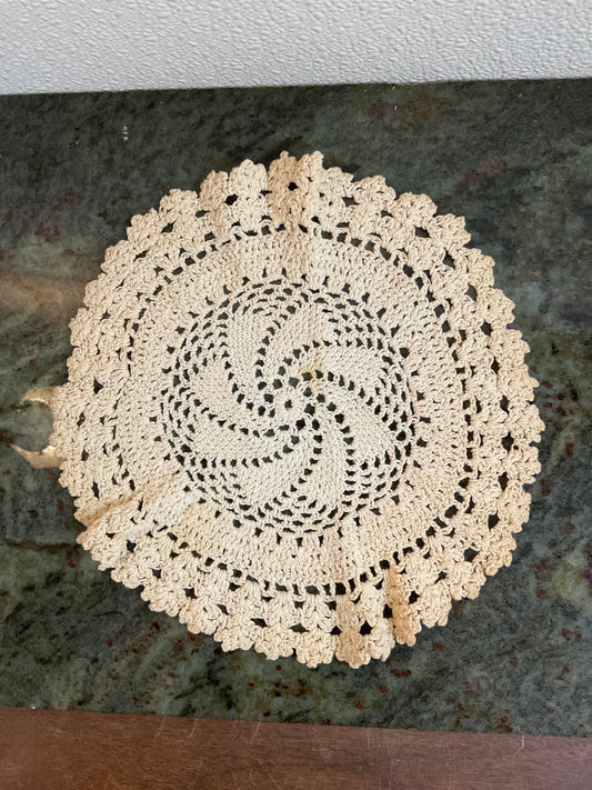9” Doily with small stain