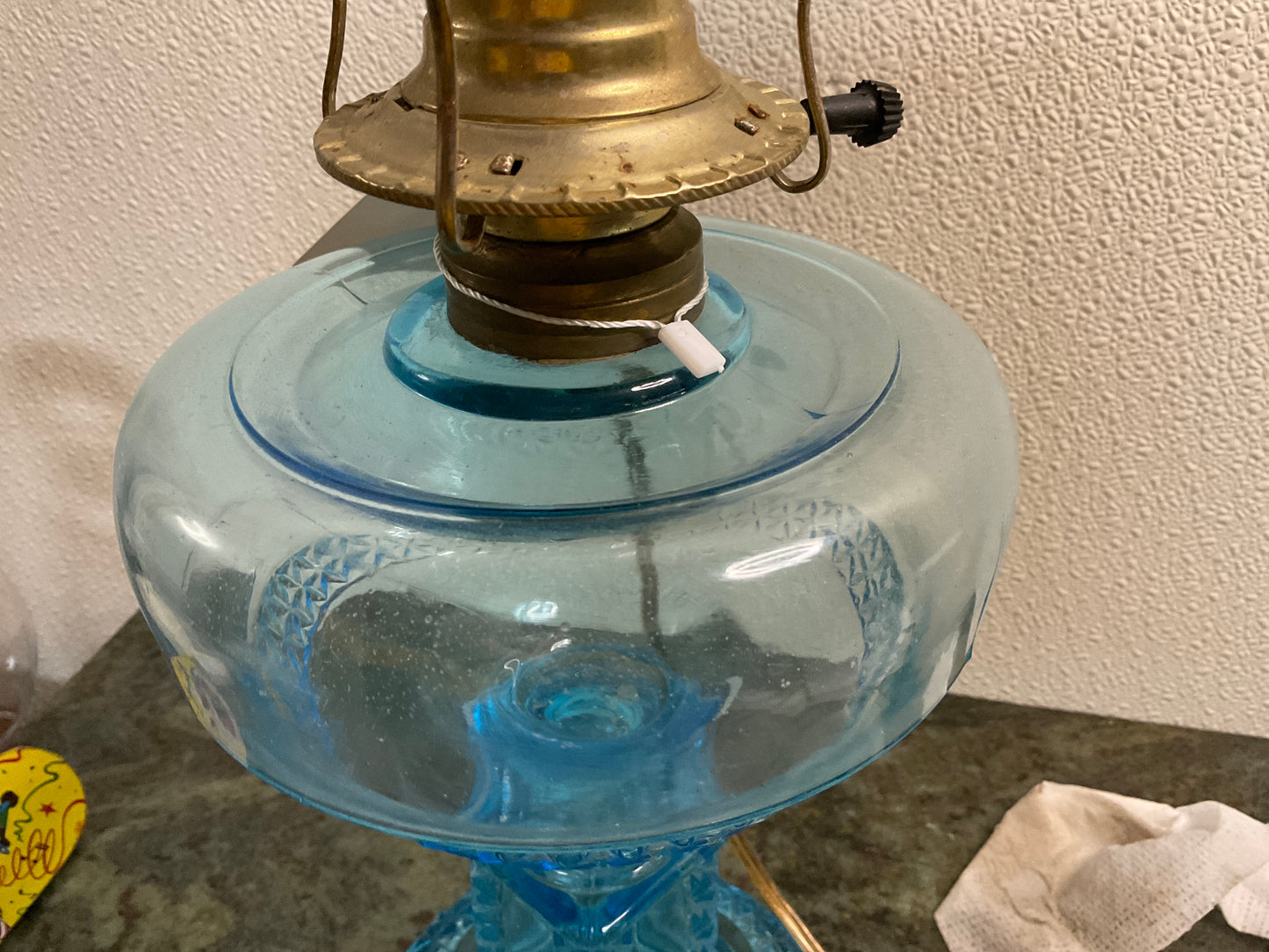 ‘Electric’ Oil Lamp Blue Glass