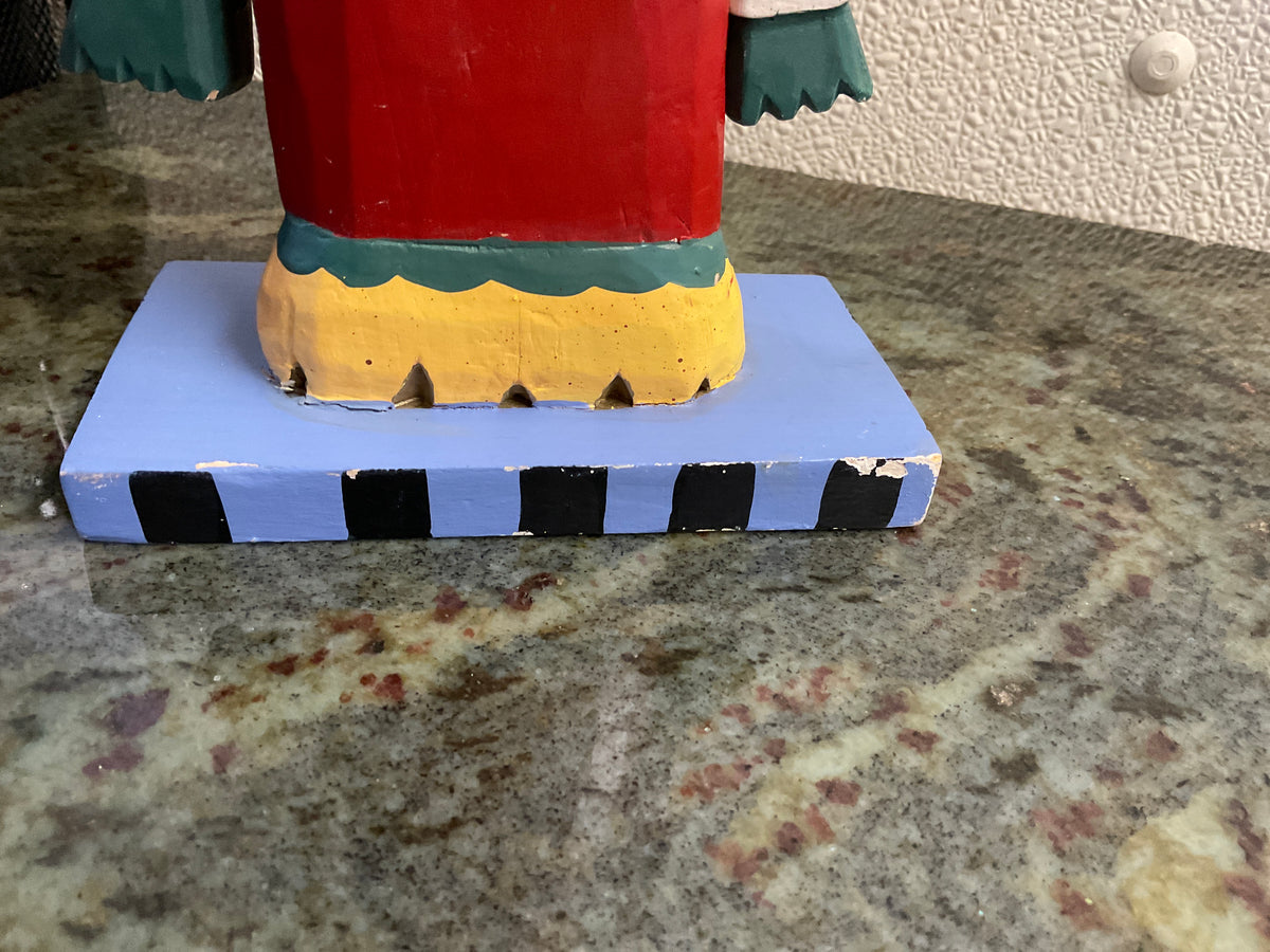 Folk Art Wood Santa With Swinging Arms