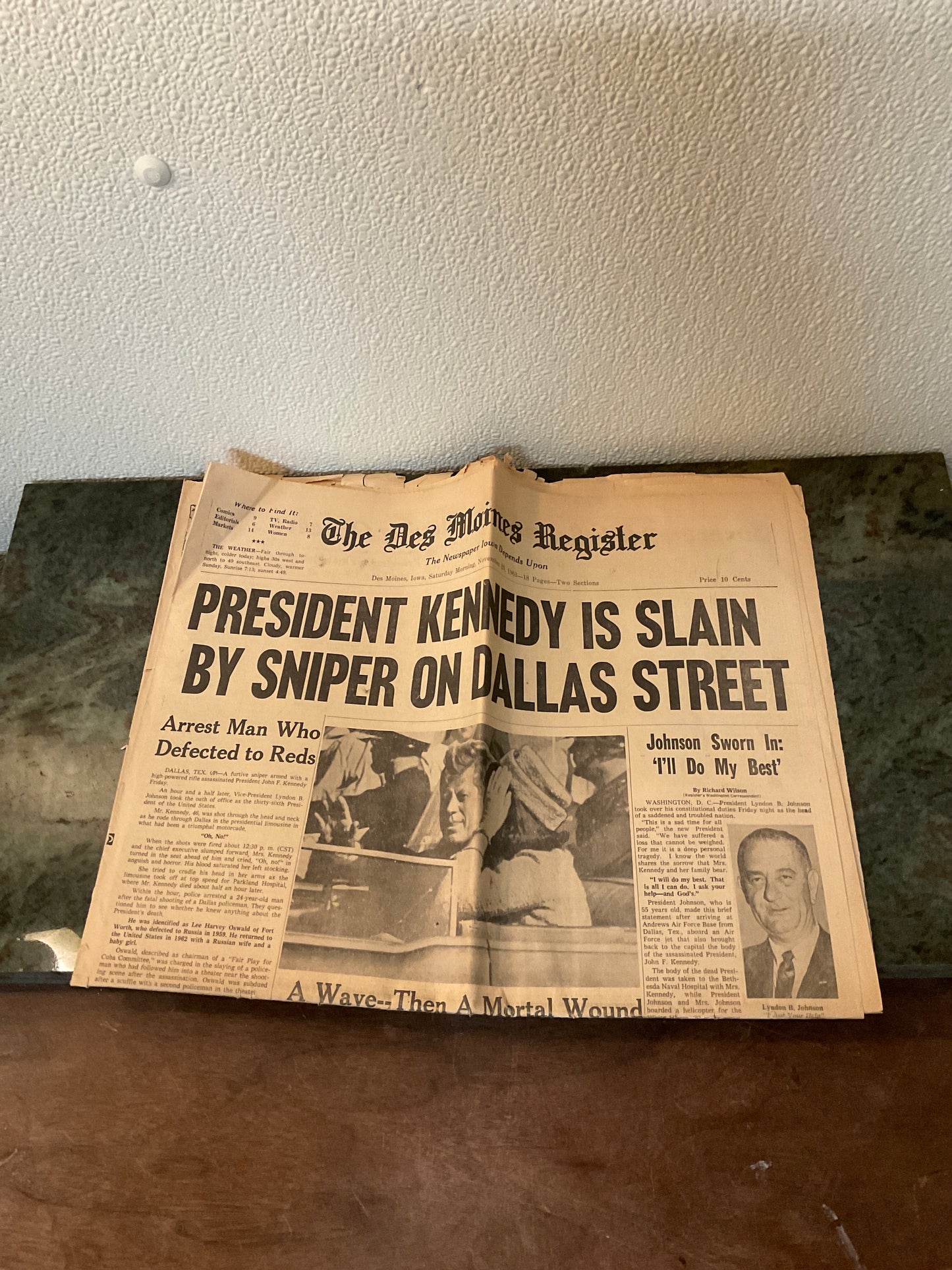 Vintage The Des Moines Register Newspaper November 23 1963