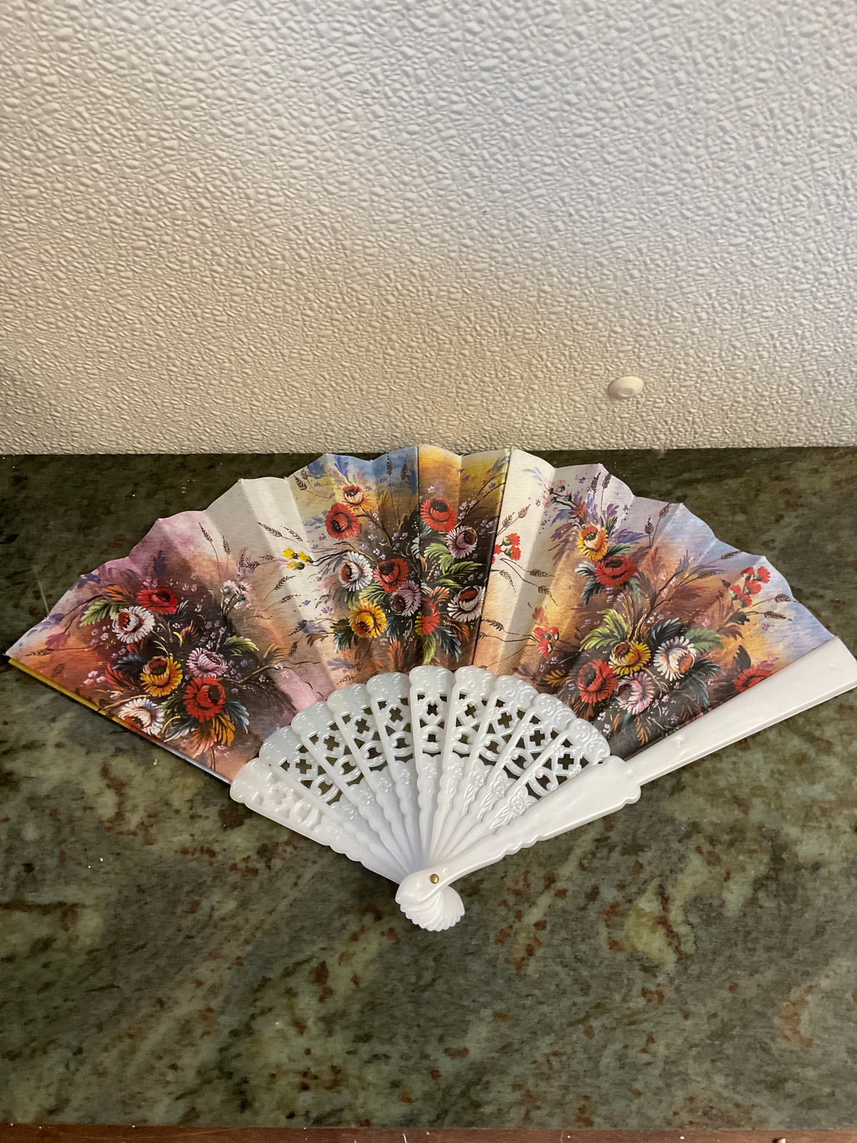 Vintage Spanish Floral Folding Hand Fan