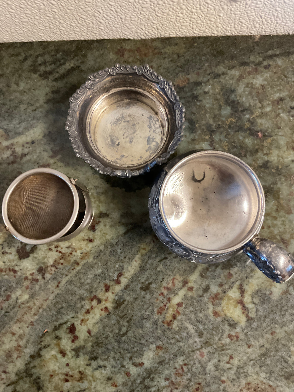 Antique Victorian Silver Plated Tea Strainer And Drip Cup