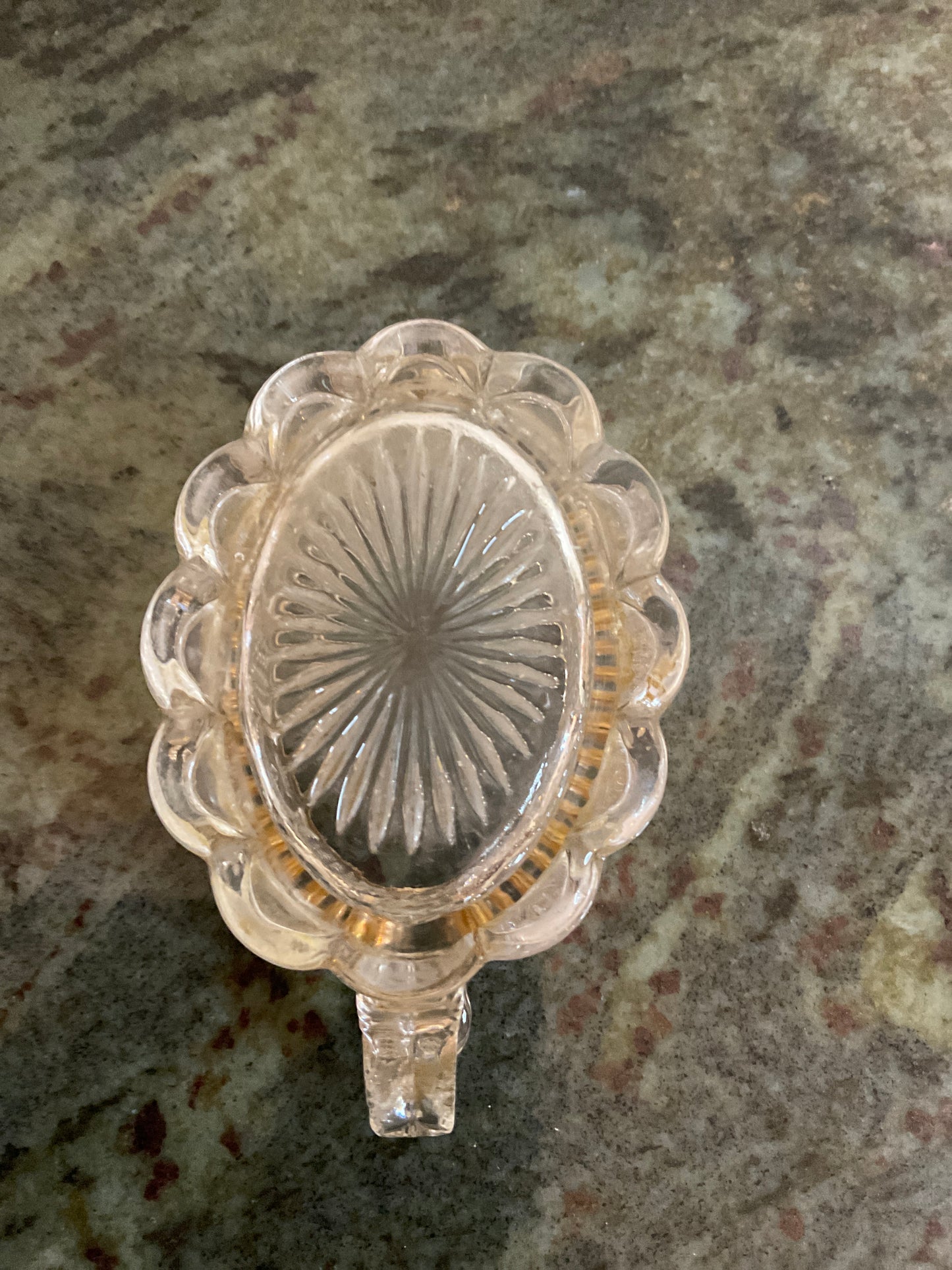 Vintage Cut Glass Creamer with Gold Trim