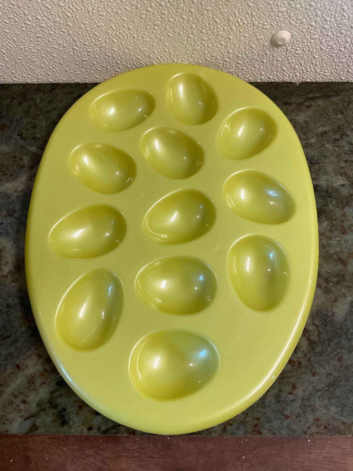 Green Plastic Easter Egg Shaped Deviled Egg Tray