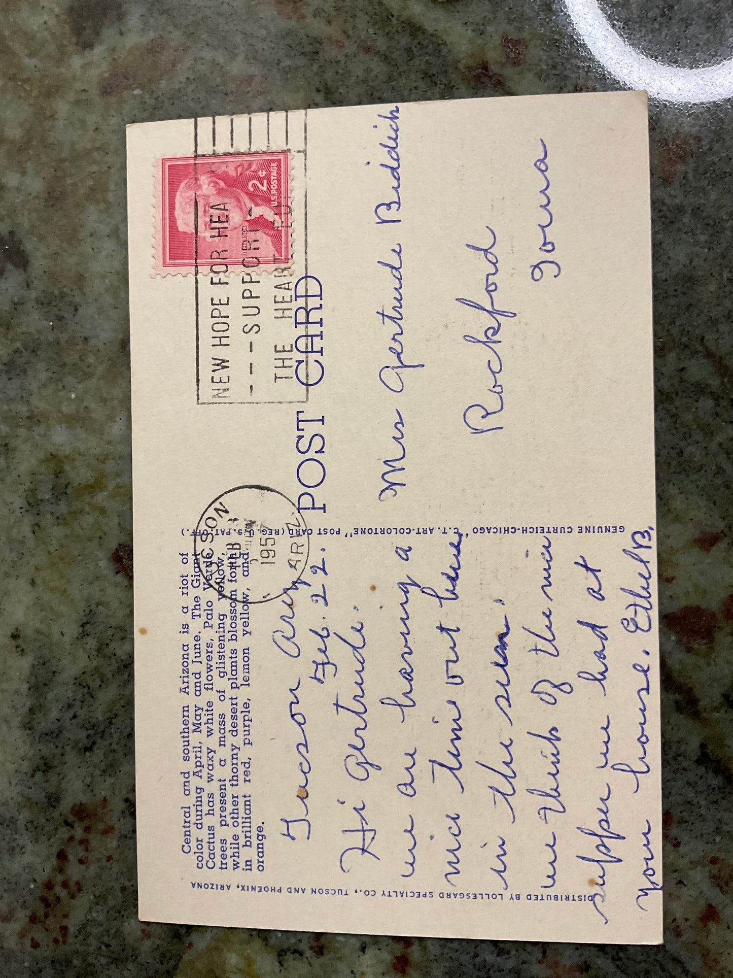 Vintage 1957 Post Card