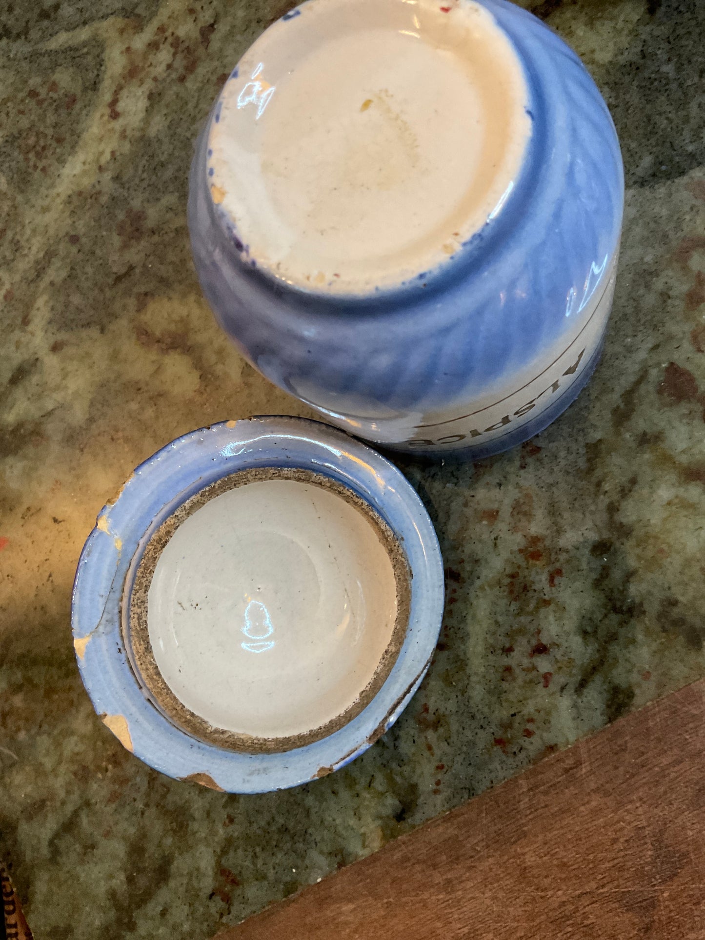 5 Piece Diffused Blue Stoneware Spice Jar Set