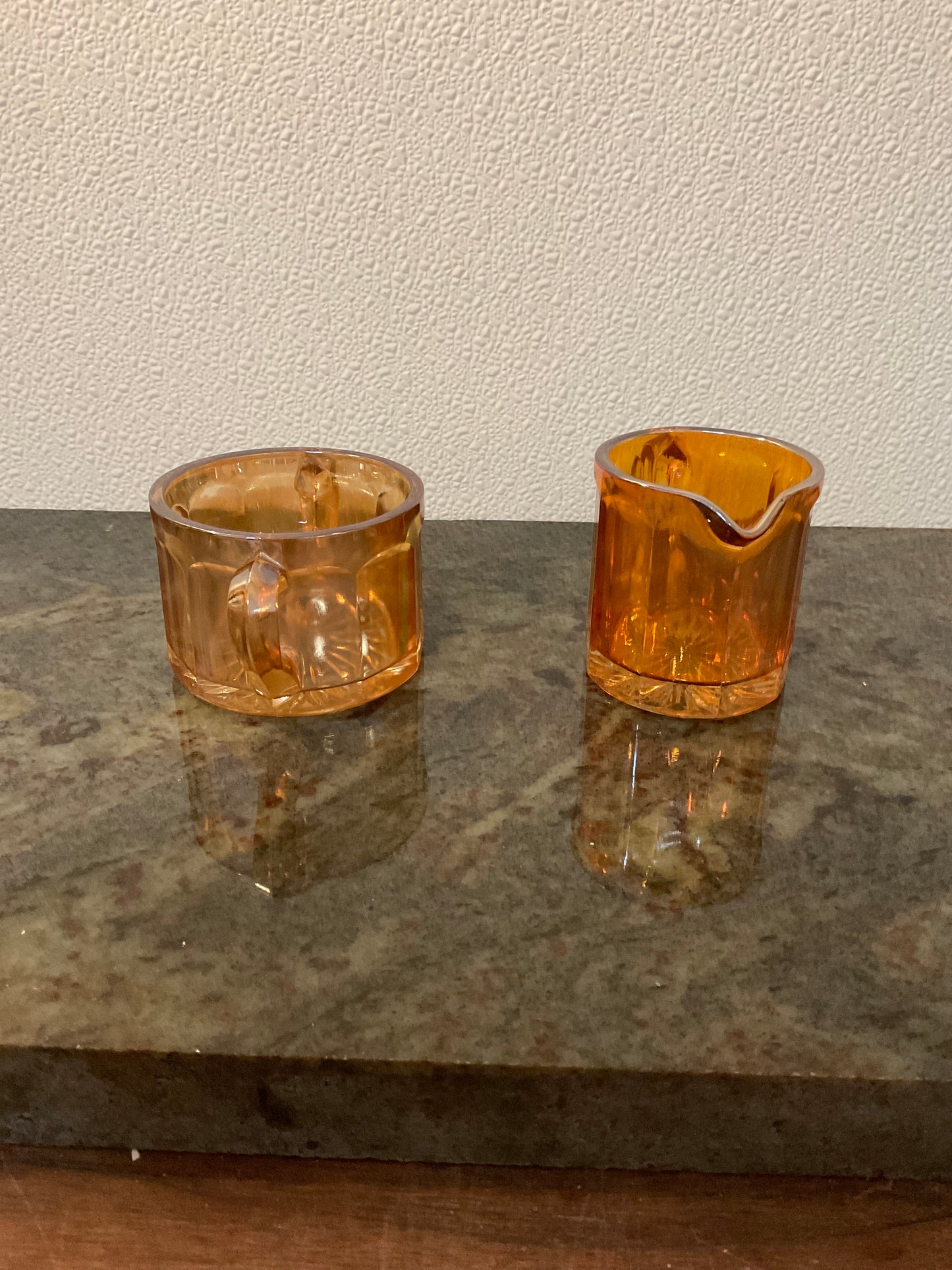 Vintage Orange Iridescent Sugar And Creamer Set