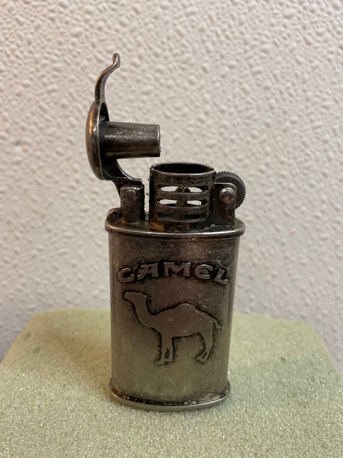 Vintage 1999 Pewter Camel Cigarette Lighter and Box. Lighter is 2 3/8” H.