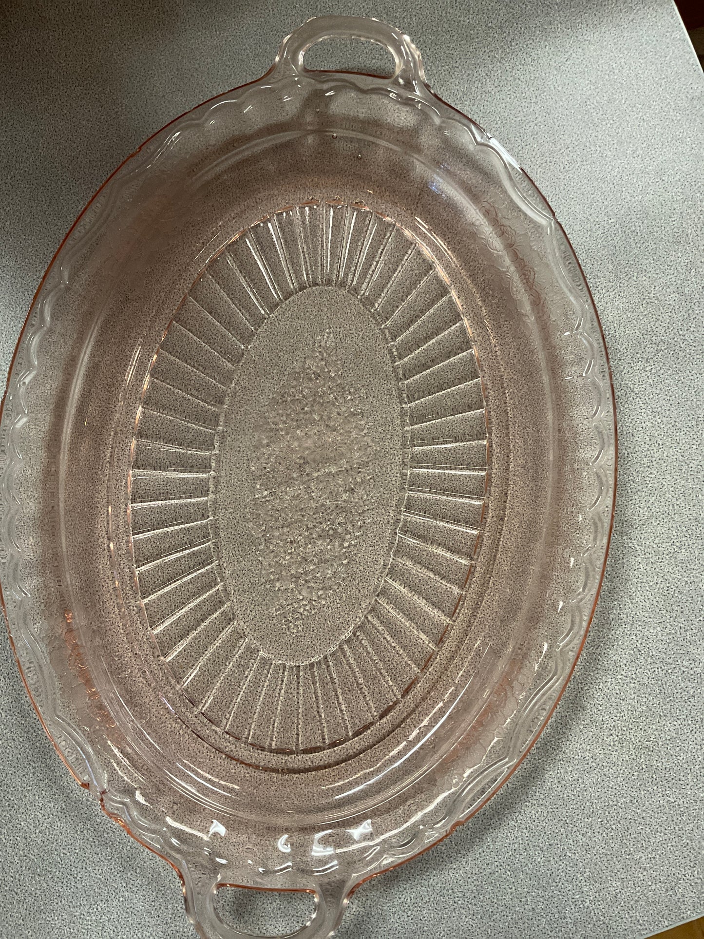 Pink Depression  Glass  Oval Platter