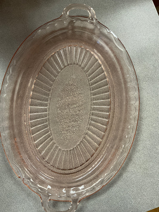 Pink Depression  Glass  Oval Platter