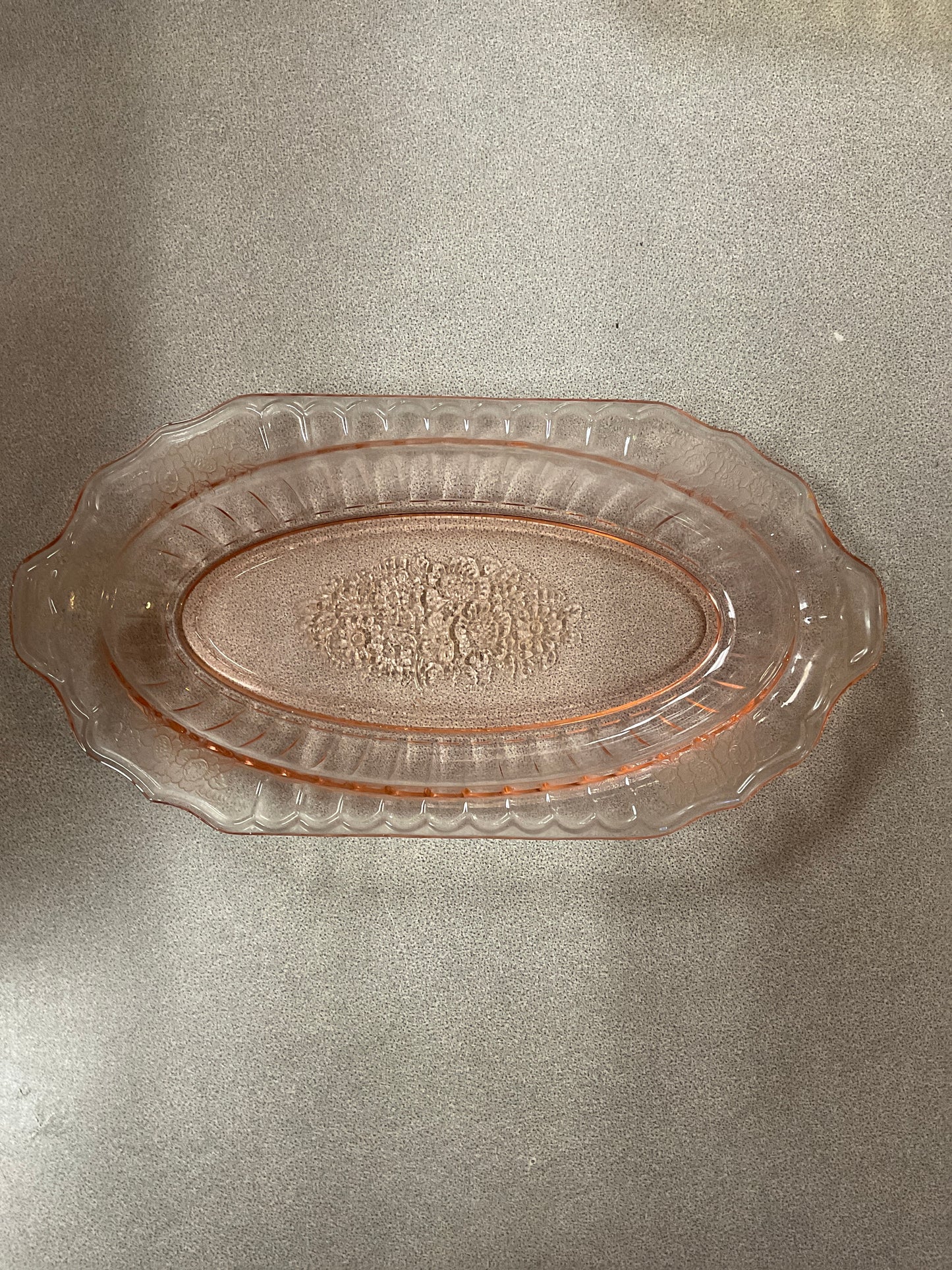 Pink Depression Glass Oval Bowl