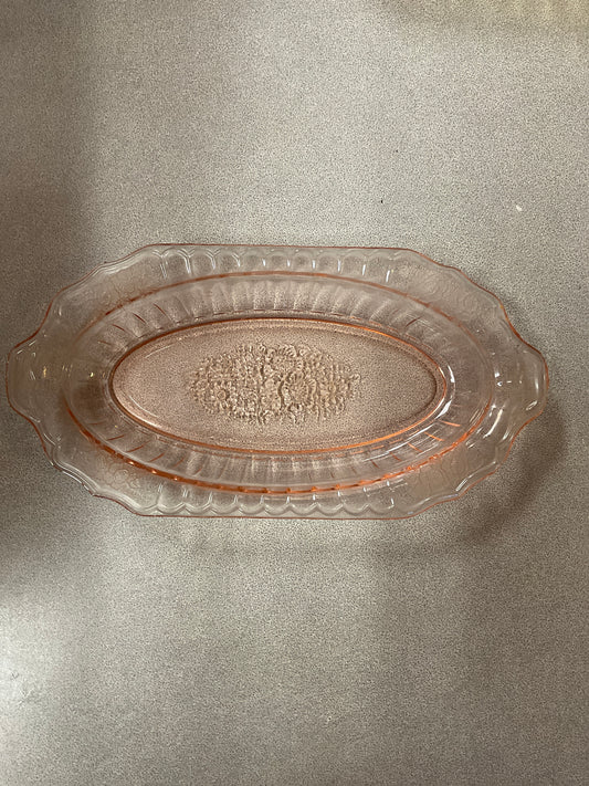 Pink Depression Glass Oval Bowl