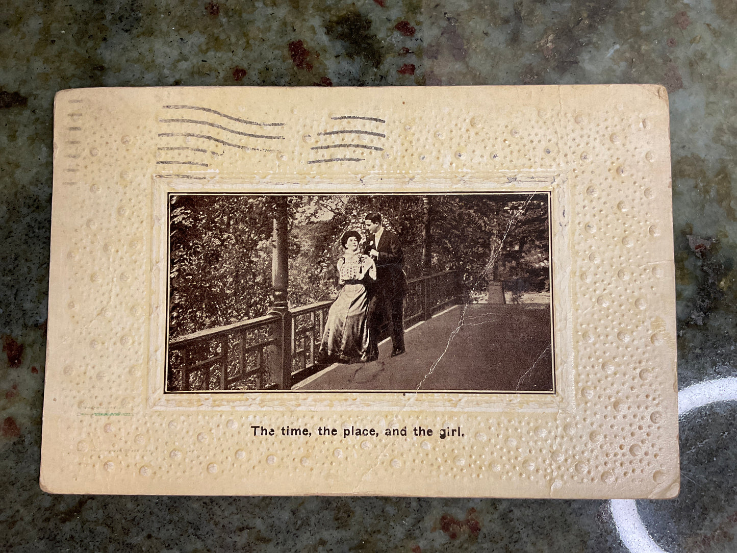 The time, place, girl Post Card 1919