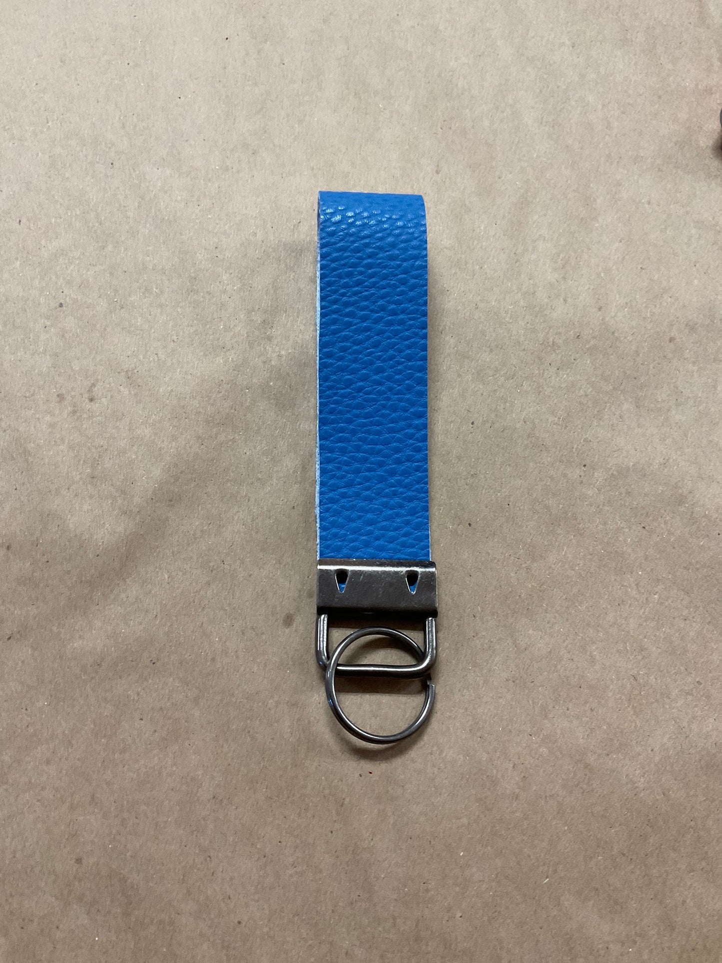 Faux Leather Blue Wrist Keychain