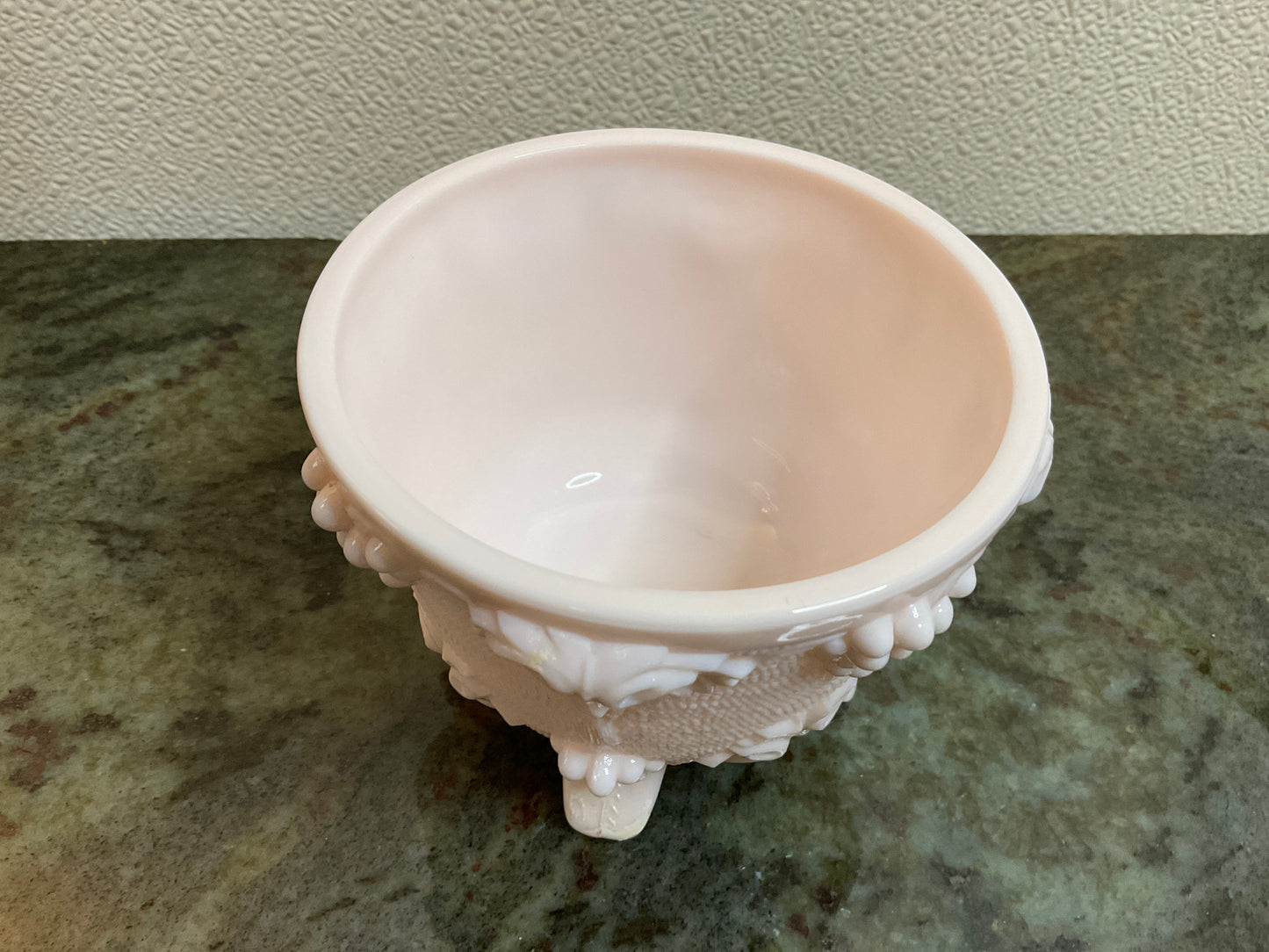Pink Milk Glass Footed Candy Dish