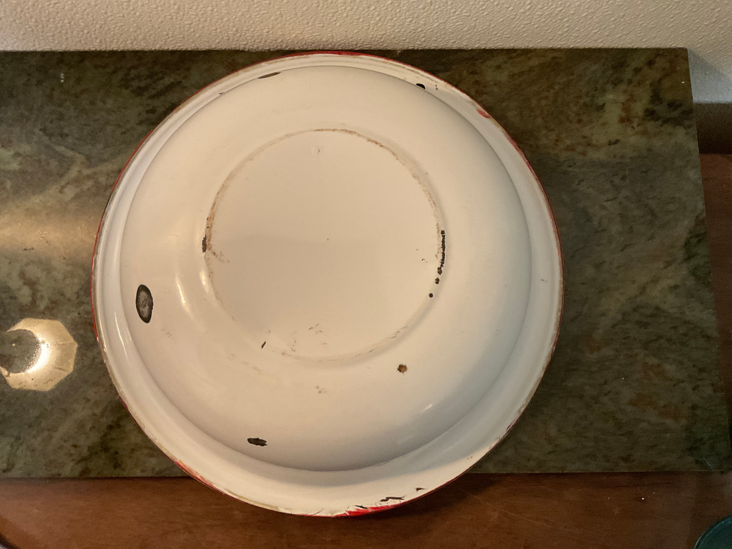 White Enamel Bowl w/red rim