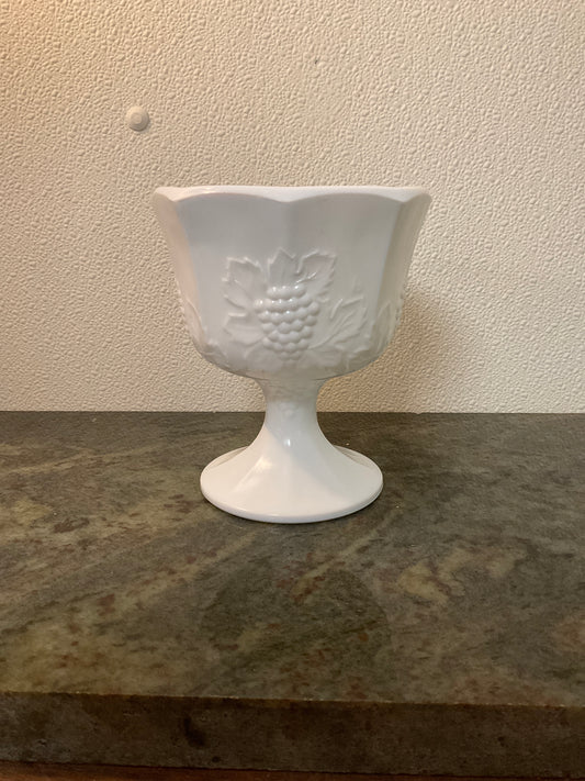 Vintage Milk-glass Grapevine Pedestal