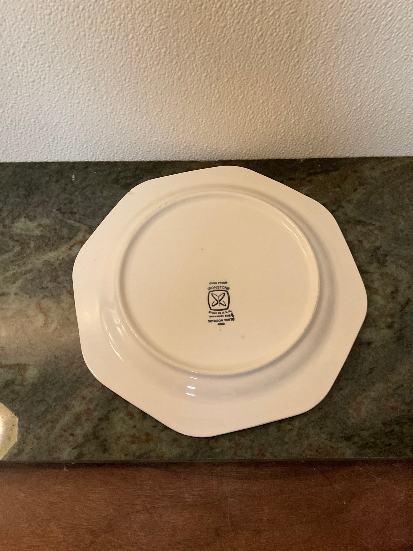 Vintage Sears Ironstone Octagon White Plate