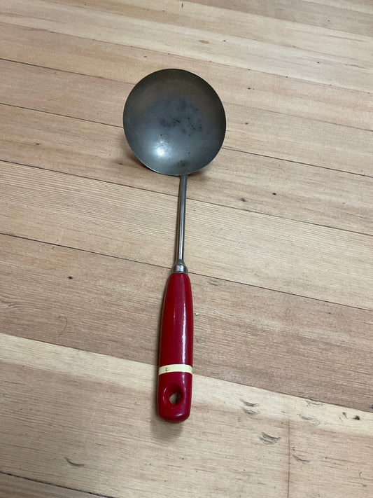 Vintage Ekco USA Red Wooden Handle Ladle