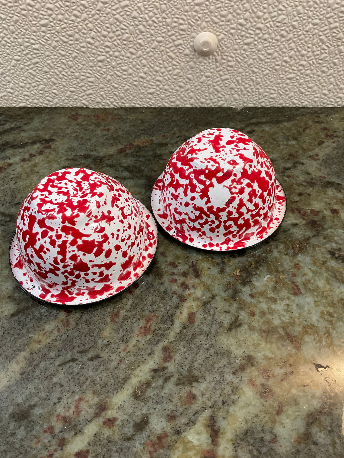 Red and White Spatterware Bowls