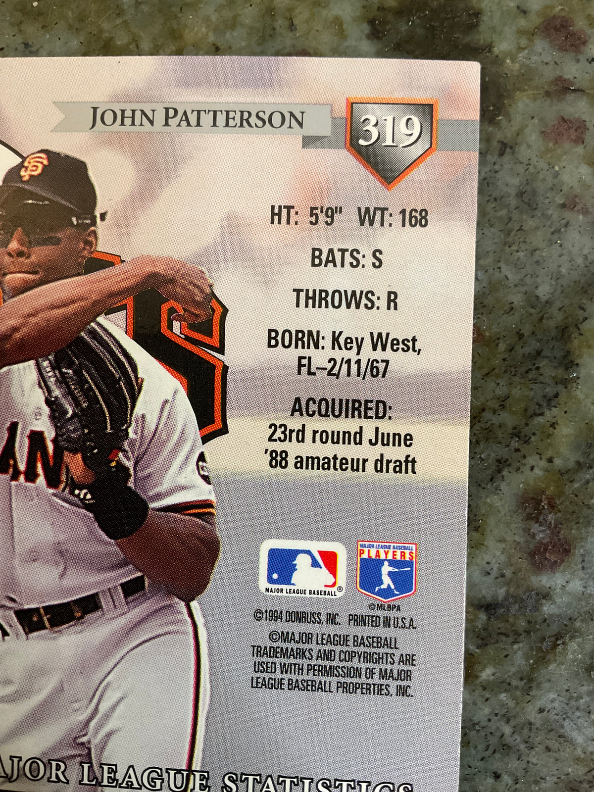 John Patterson 1994 Dunross Baseball Card