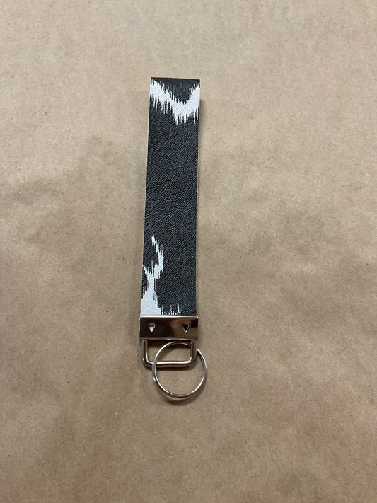 Faux Leather Black Cowhide Keychain